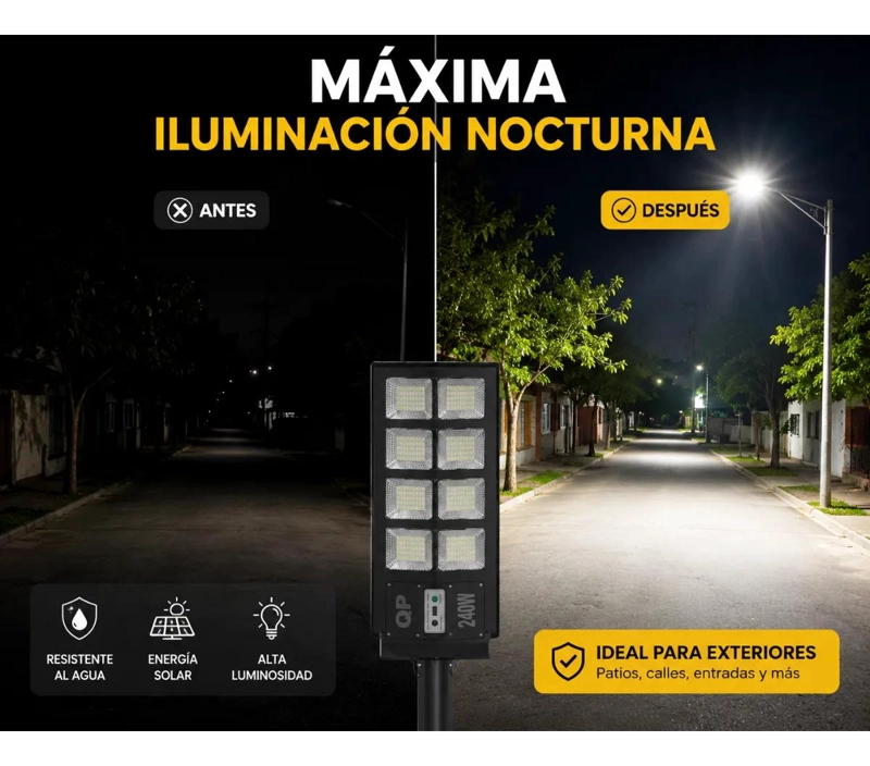 LAMPARA SOLAR LED CON SENSOR DE MOVIMIENTO 240W - 4