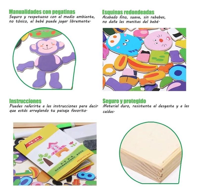 ROMPECABEZAS MAGNE TICO DE MADERA PARA NIÑOS - 3