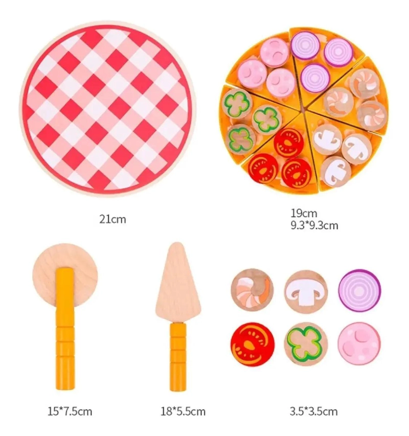 SET DIDACTICO DE JUGUETES DE MADERA PIZZA 27 PIEZAS - 3