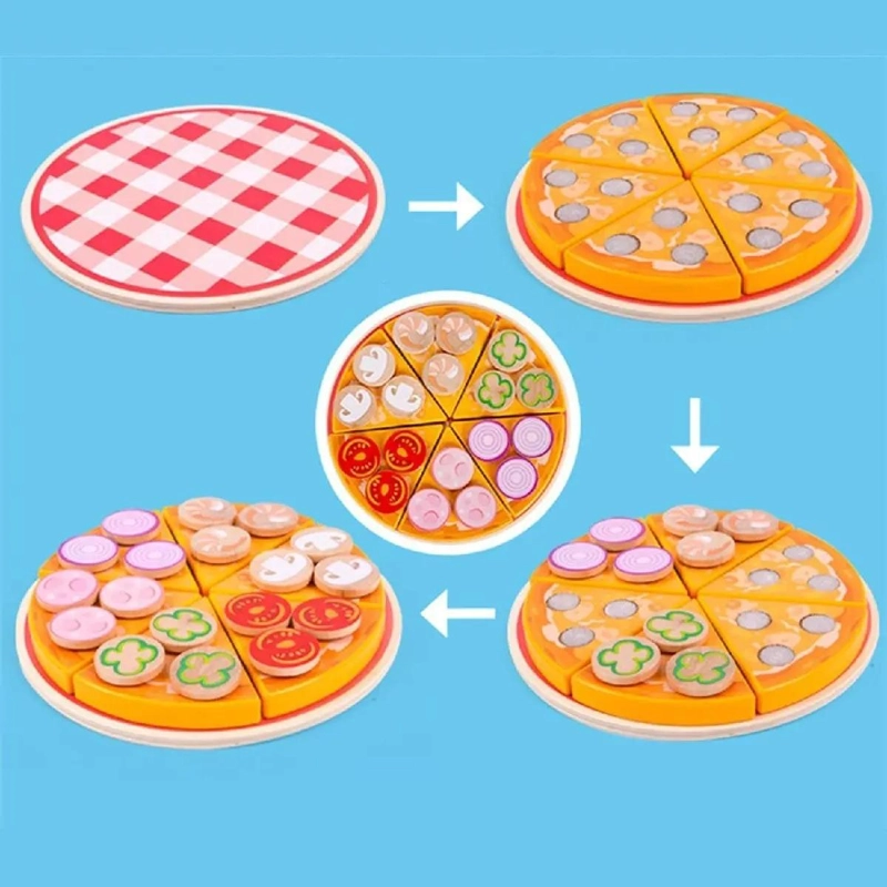 SET DIDACTICO DE JUGUETES DE MADERA PIZZA 27 PIEZAS - 4