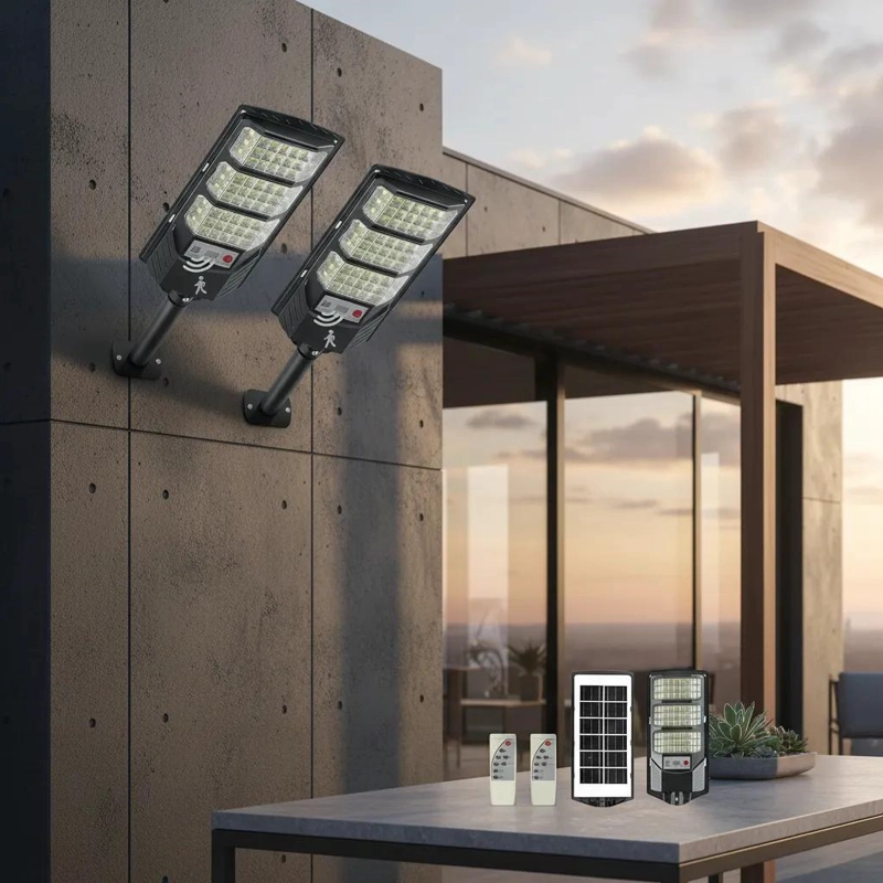 FOCO SOLAR EXTERIOR LED 300W CON SOPORTE Y MANDO 2 UNID - 1