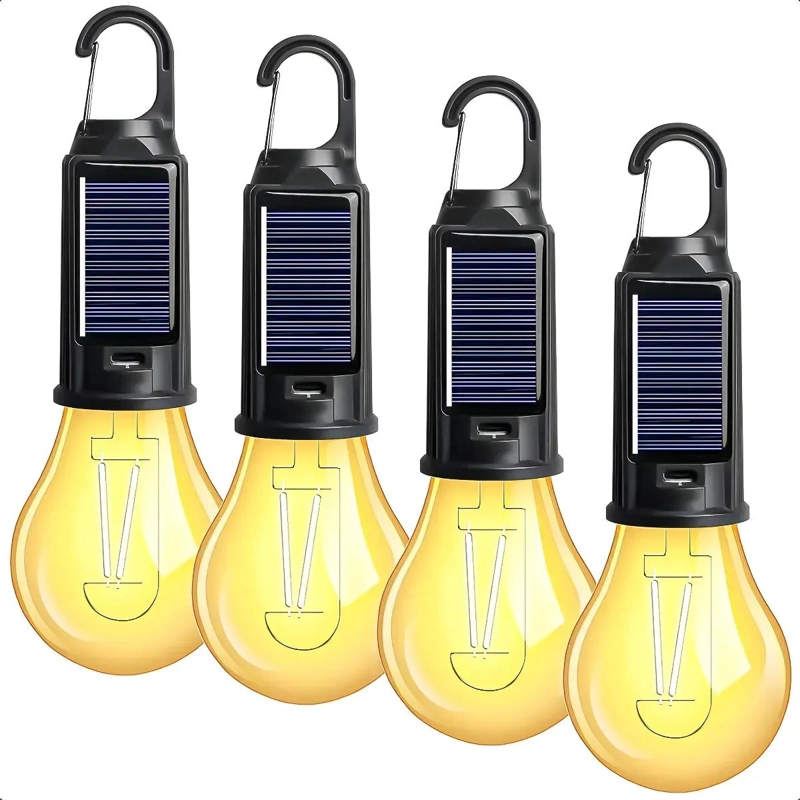 PACK 4 AMPOLLETAS SOLARES RECARGABLES 15W PARA CAMPING - 1