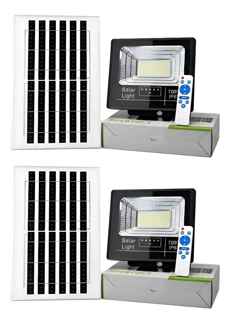 PACK 2 FOCOS SOLARES 700W CON PANELES IP67 - 1