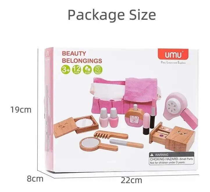 SET DE BELLEZA Y MAQUILLAJE DE MADERA PARA NIÑOS - 5