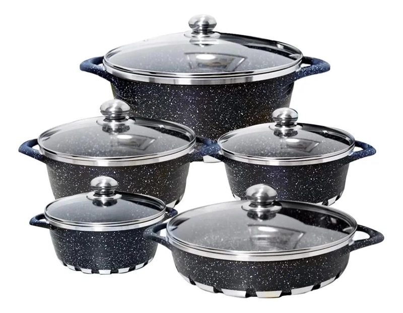 BATERIA DE COCINA 10 PIEZAS ANTIADHERENTE GRANITO - 1