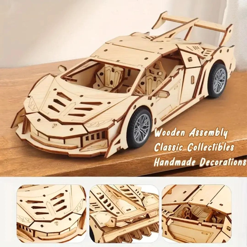 PUZZLE 3D LAMBORGHINI VENENO DE MADERA 114 PIEZAS - 3