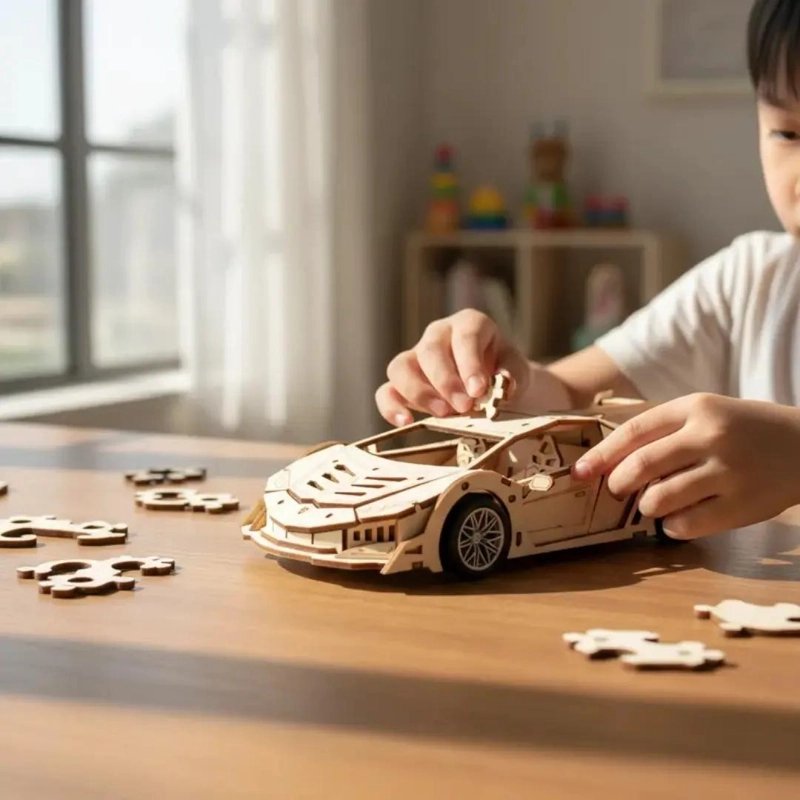 PUZZLE 3D LAMBORGHINI VENENO DE MADERA 114 PIEZAS - 5