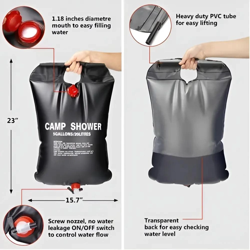 DUCHA PORTATIL COMPACTA PARA CAMPING Y PLAYA 20 L - 2