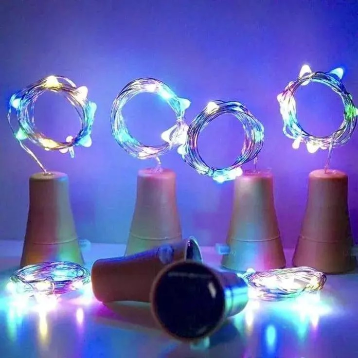 PACK 10 LUCES LED SOLARES TIPO CORCHO PARA BOTELLAS - 1