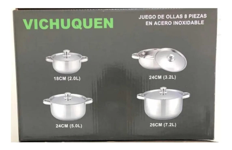 JUEGO DE OLLAS 8 PIEZAS ACERO INOXIDABLE - 4