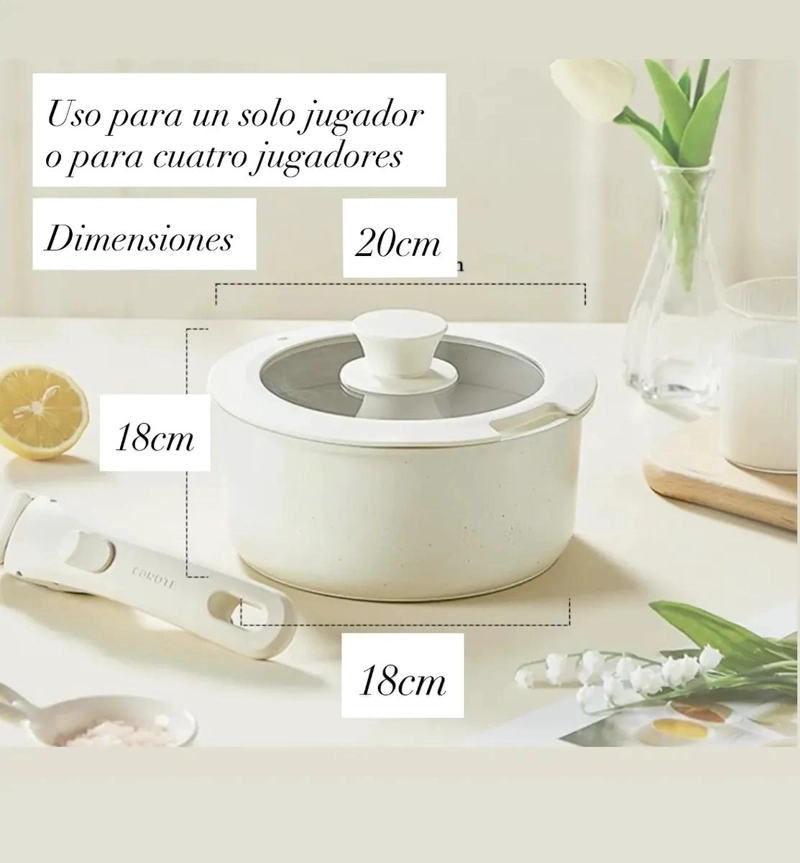 OLLA CON MANGO DESMONTABLE Y ESMALTE CERAMICO - 2