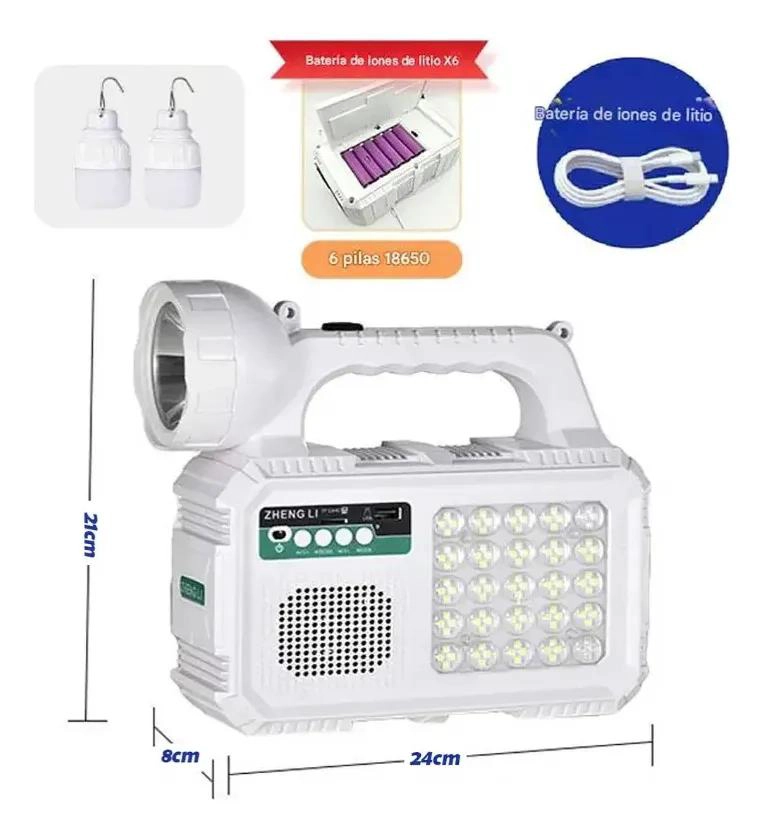 FOCO SOLAR MULTIFUNCION CON LINTERNA Y RADIO - 2