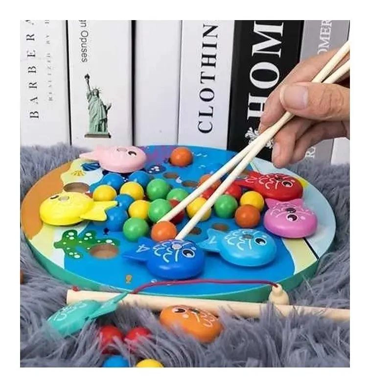 JUEGO DE PESCA MAGNE TICO DE MADERA PUZZLE ROMPECABEZAS - 2