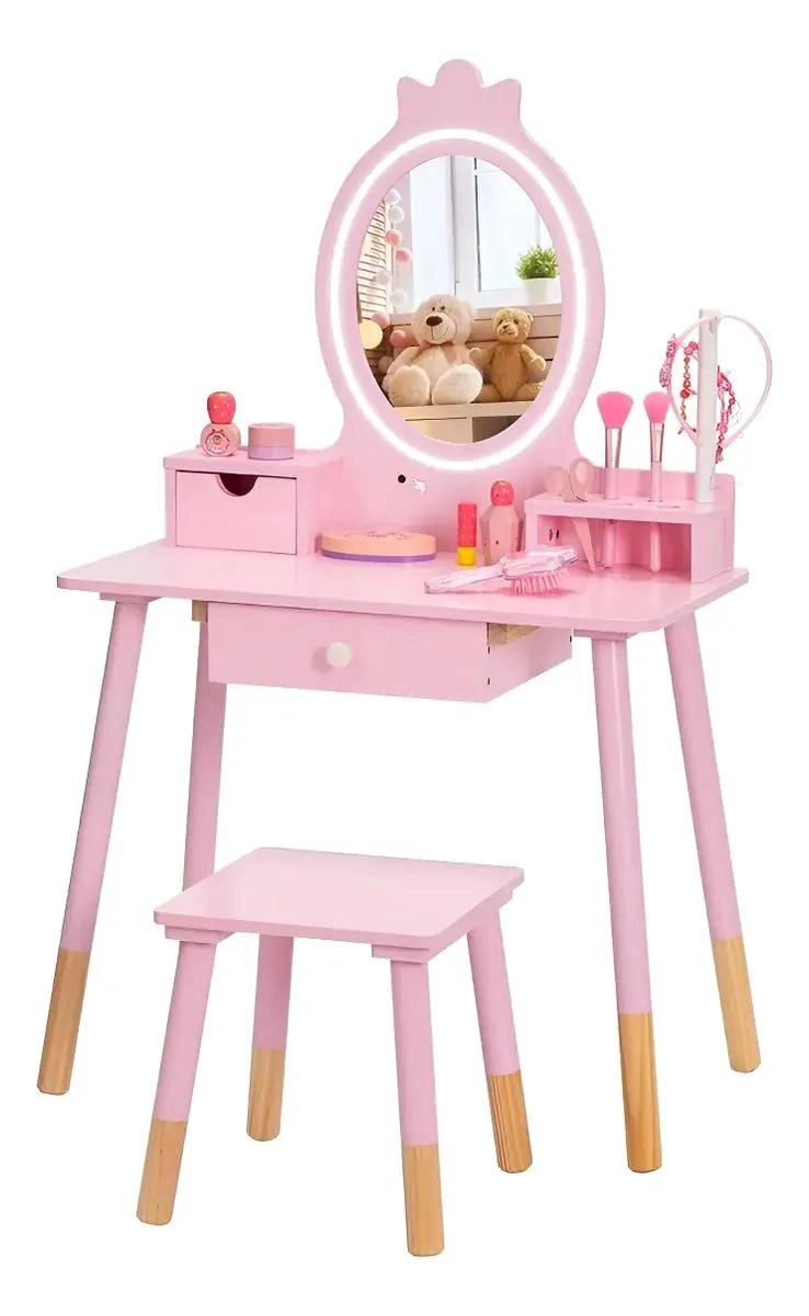 TOCADOR INFANTIL ROSA 2 EN 1 CON ESPEJO Y ORGANIZADOR - 1