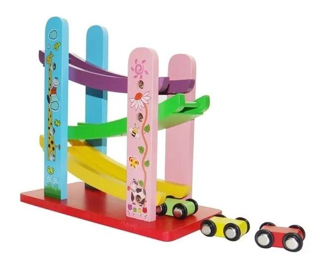 PISTA DE AUTOS DE MADERA DIDACTICA PARA NIÑOS - 1
