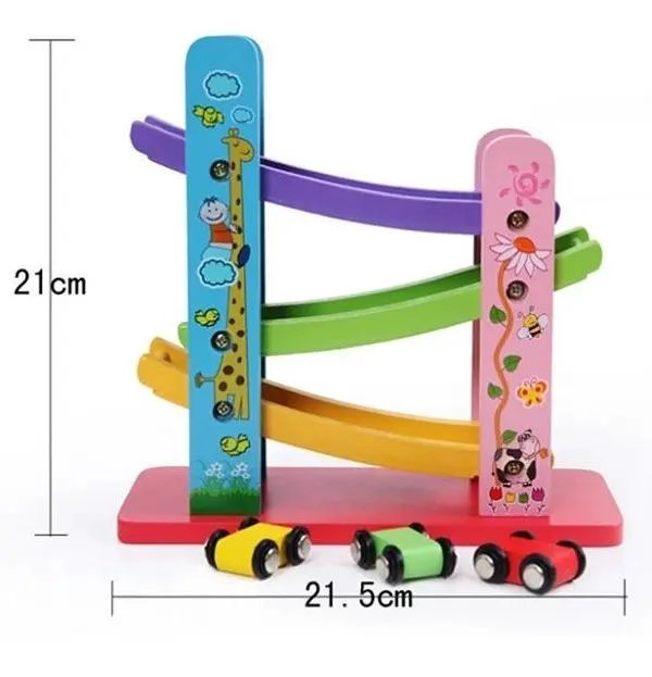 PISTA DE AUTOS DE MADERA DIDACTICA PARA NIÑOS - 2
