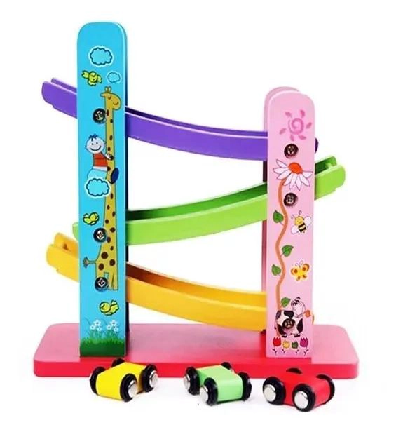 PISTA DE AUTOS DE MADERA DIDACTICA PARA NIÑOS - 3