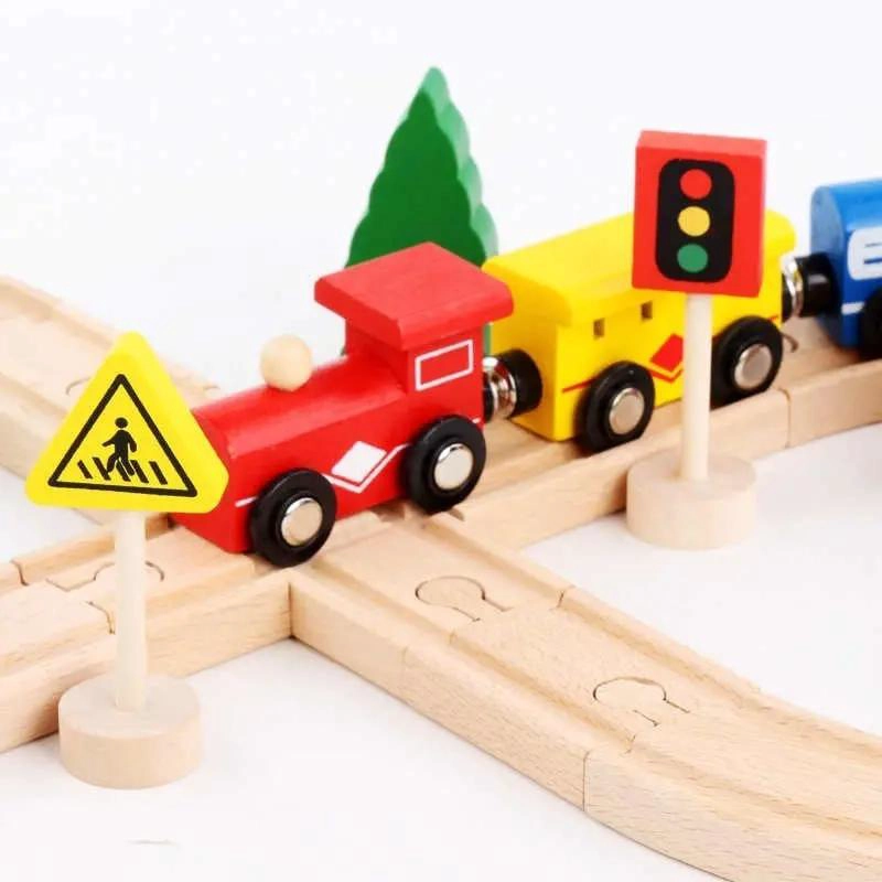 PISTA DE AUTO TREN DE MADERA DIDACTICA - 4