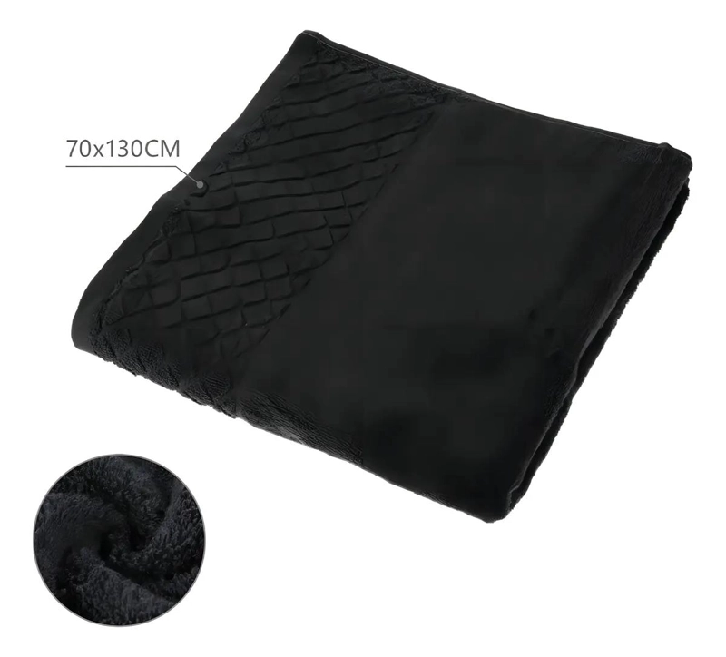 TOALLA DE ALGODON 70X130 CM NEGRA CON BORDE - 2