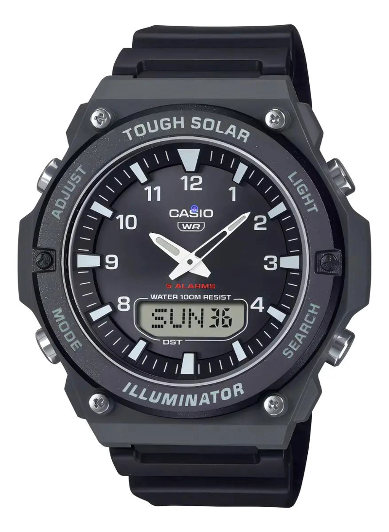 RELOJ SOLAR PARA HOMBRE CON CORREA NEGRA - 1