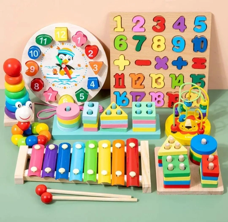 JUEGOS DIDACTICOS DE MADERA MONTESSORI 8 PIEZAS - 2