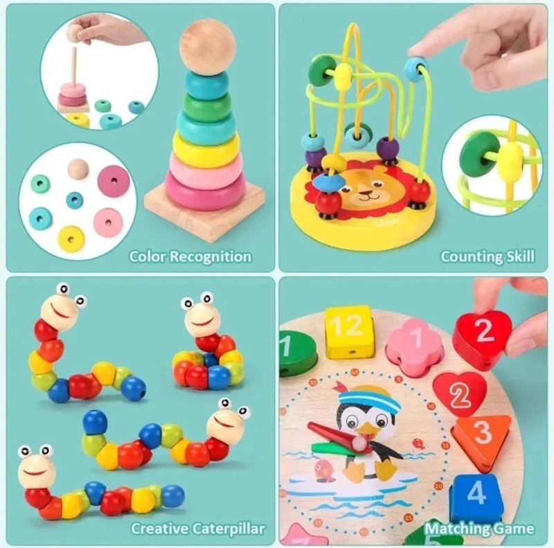 JUEGOS DIDACTICOS DE MADERA MONTESSORI 8 PIEZAS - 4