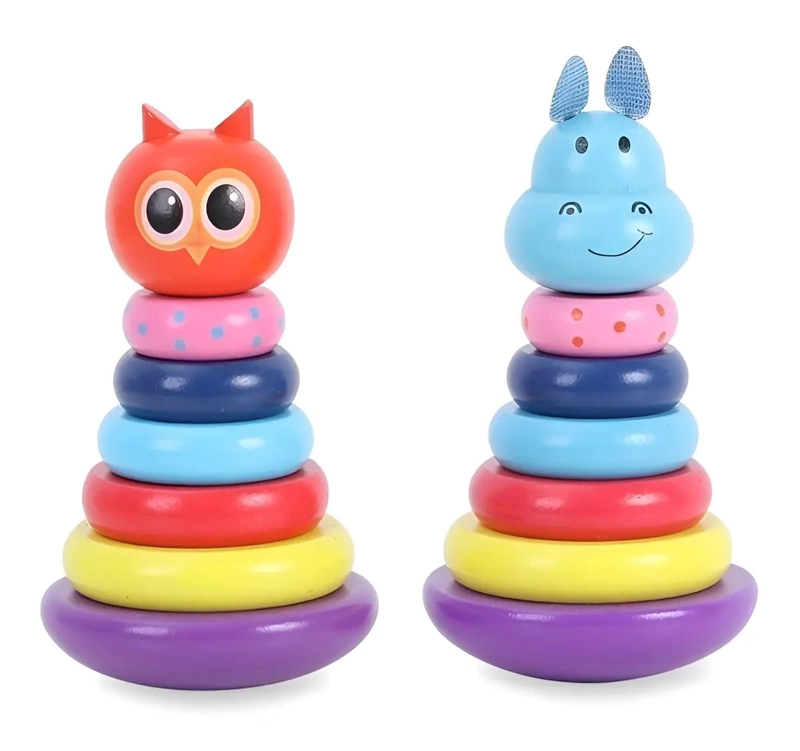 TORRE APILABLE DE MADERA CON DOBLE ARCOIRIS PARA NIÑOS - 1