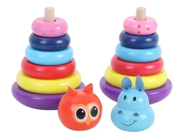 TORRE APILABLE DE MADERA CON DOBLE ARCOIRIS PARA NIÑOS - 5