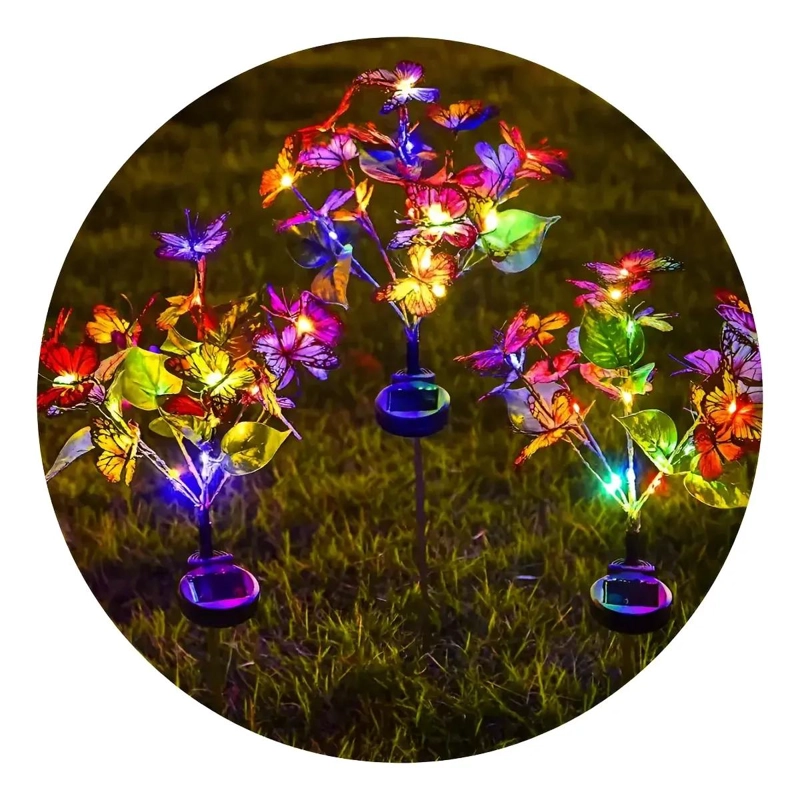 SET 2 LUCES SOLARES DECORATIVAS MARIPOSAS MULTICOLOR - 1