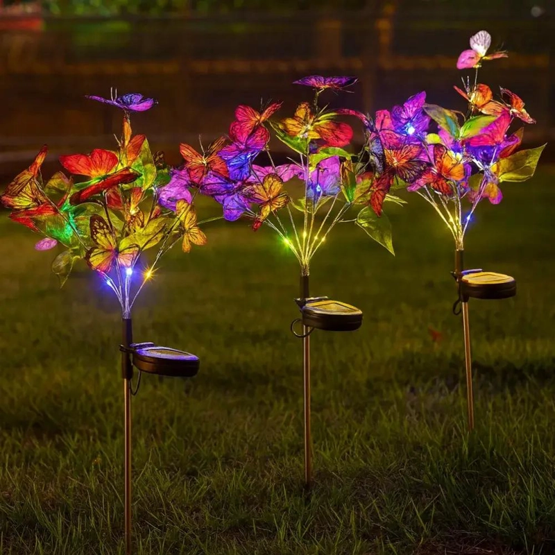 SET 2 LUCES SOLARES DECORATIVAS MARIPOSAS MULTICOLOR - 3