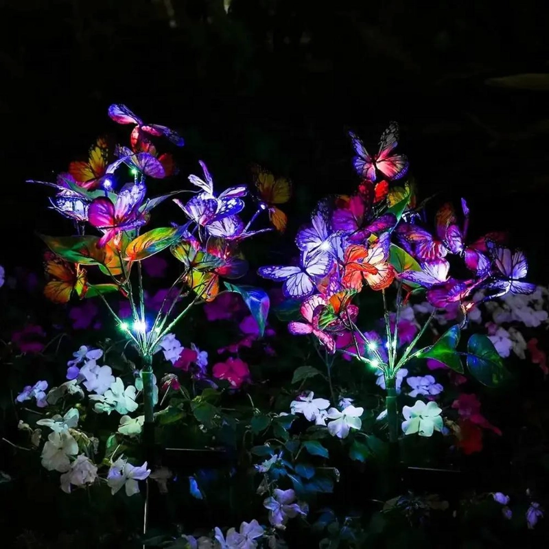 SET 2 LUCES SOLARES DECORATIVAS MARIPOSAS MULTICOLOR - 4