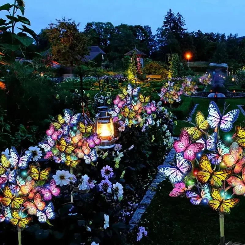 SET 2 LUCES SOLARES DECORATIVAS MARIPOSAS MULTICOLOR - 5