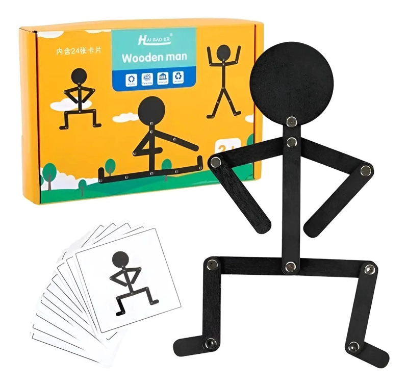 JUGUETE EDUCATIVO MONTESSORI HOMBRE PALO DE MADERA - 1