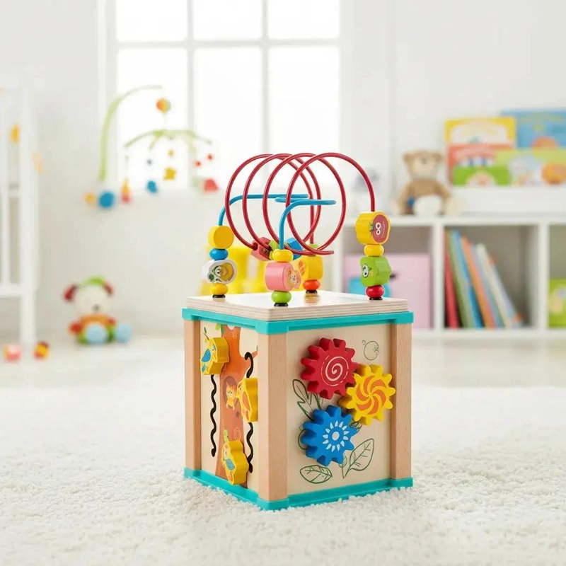 CUBO DIDACTICO DE MADERA PARA ESTIMULACION INFANTIL - 1