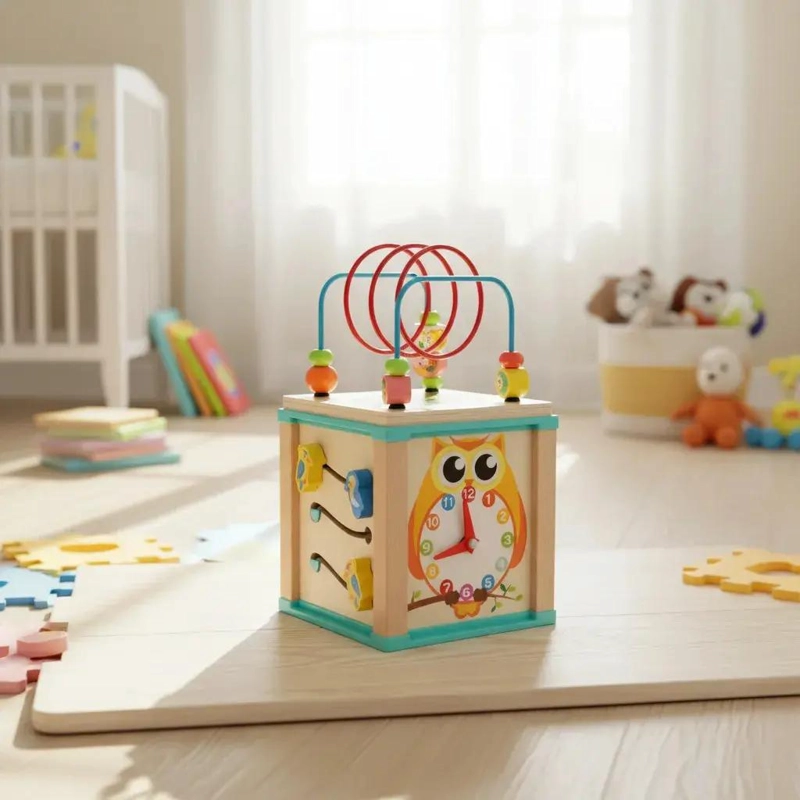 CUBO DIDACTICO DE MADERA PARA ESTIMULACION INFANTIL - 2
