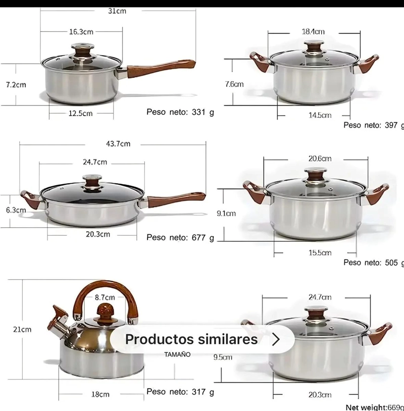SET DE OLLAS ANTIADHERENTES 12 PIEZAS CON SARTE N Y TETERA - 3