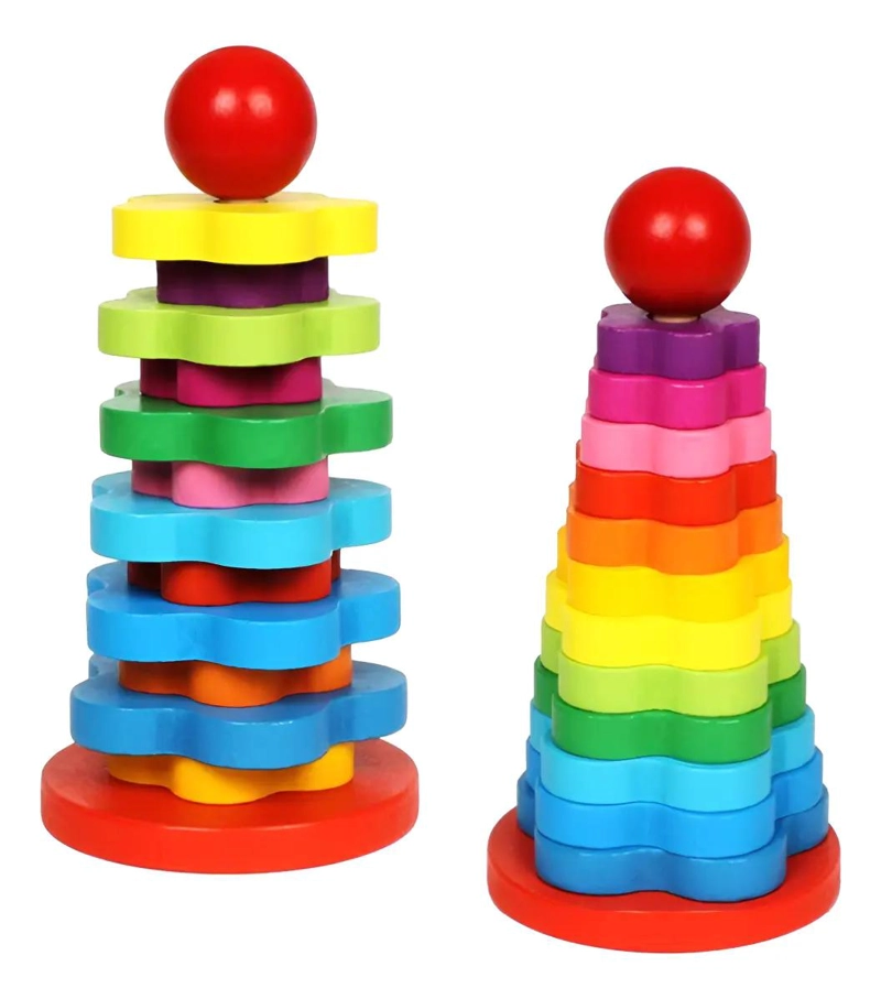 TORRES APILABLES DE MADERA PARA JUEGO EDUCATIVO - 1