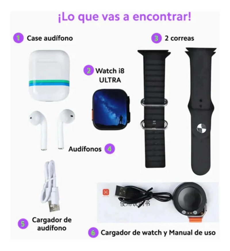 SMARTWATCH I8 ULTRA CON AURICULARES BLUETOOTH PARA IOS Y  - 3