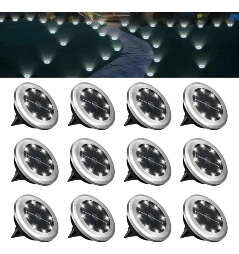 JUEGO DE 12 ESTACAS SOLARES PARA JARDIN CON 8 LEDS - 1