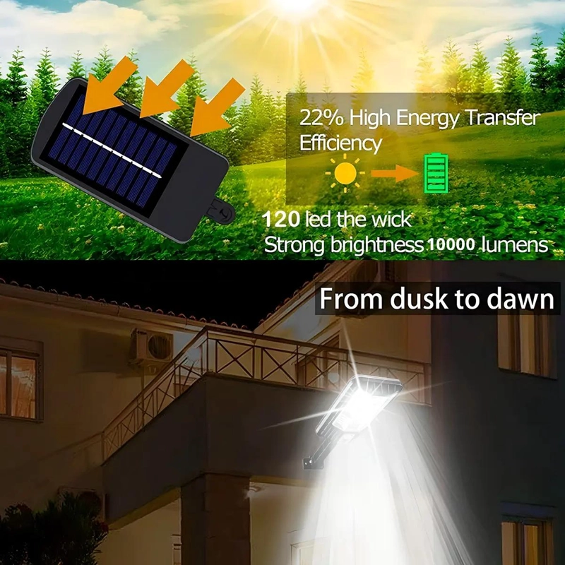 FOCO LED SOLAR 120 LEDS CON SENSOR Y CONTROL REMOTO - 5