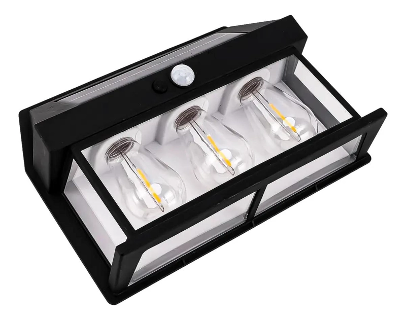 FAROL SOLAR DE PARED CON 3 AMPOLLETAS Y SENSOR - 5