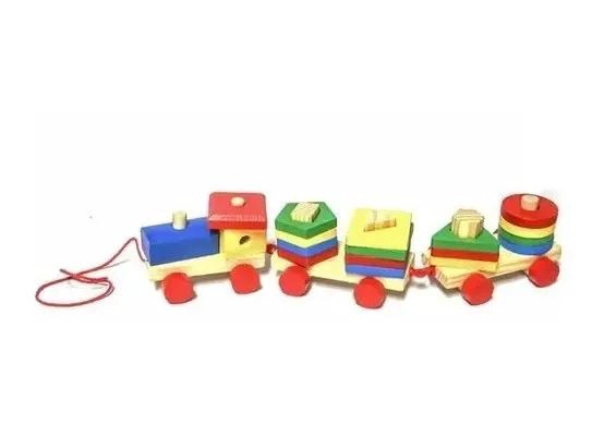 TREN DE MADERA MONTESSORI CON ENCAJES GEOME TRICOS - 1