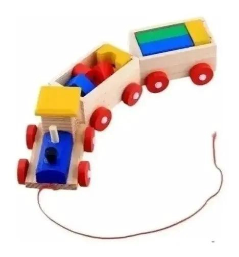 TREN DE MADERA MONTESSORI CON ENCAJES GEOME TRICOS - 2
