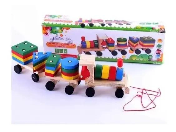 TREN DE MADERA MONTESSORI CON ENCAJES GEOME TRICOS - 3