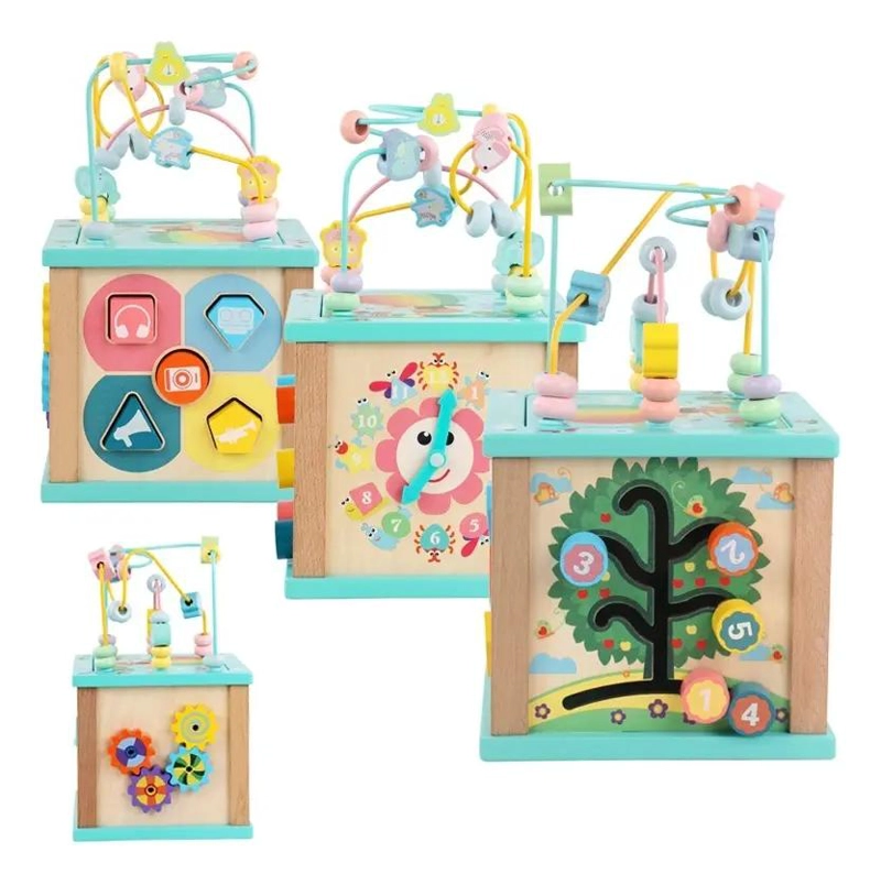 CUBO DIDACTICO MULTIFUNCIONAL DE MADERA PARA BEBE S - 2