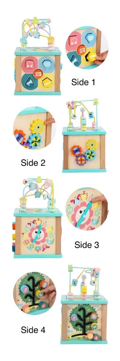 CUBO DIDACTICO MULTIFUNCIONAL DE MADERA PARA BEBE S - 5