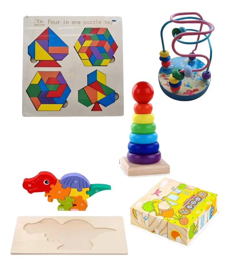 SET DIDACTICO MONTESSORI MADERA 5 JUEGOS EDUCATIVOS - 1