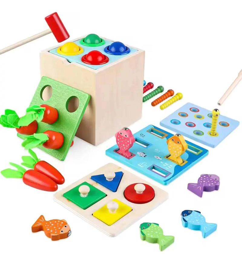 CUBO MONTESSORI 5 EN 1 DE MADERA PARA NIÑOS - 1