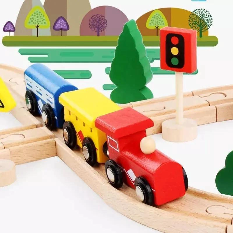 PISTA DE AUTO Y TREN DE MADERA DIDACTICA - 3