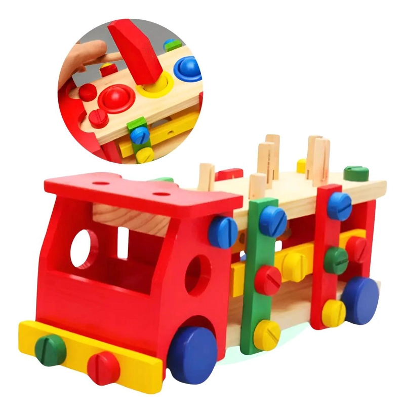 CAMION DIDACTICO DE MADERA CON HERRAMIENTAS PARA NIÑOS - 1